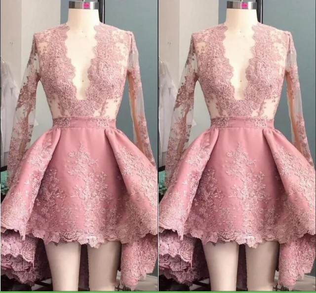 same as pic Вечерние платья с длинным рукавом vestido de festa миди платье Розовое женское платье Аппликация Глубокий V Формальные платья длинное вечернее платье - Цвет: same as pic
