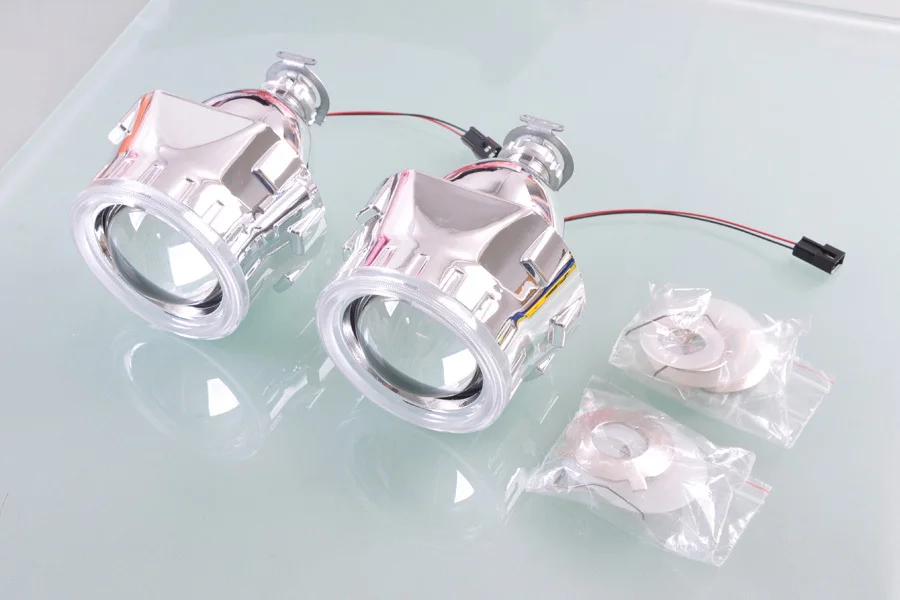 Модифицированная Крышка для фар 2 5 дюйма мини объектива проектора H1 серебряная