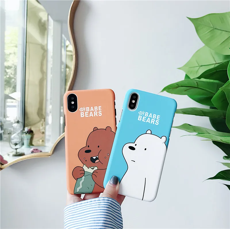 Жесткий чехол для телефона с изображением медведей для iphone 7, 7 plus, 8 Plus, 6, 6s Plus, милый мультяшный чехол из поликарбоната для iphone X, XR, XS, MAX, 11 Pro