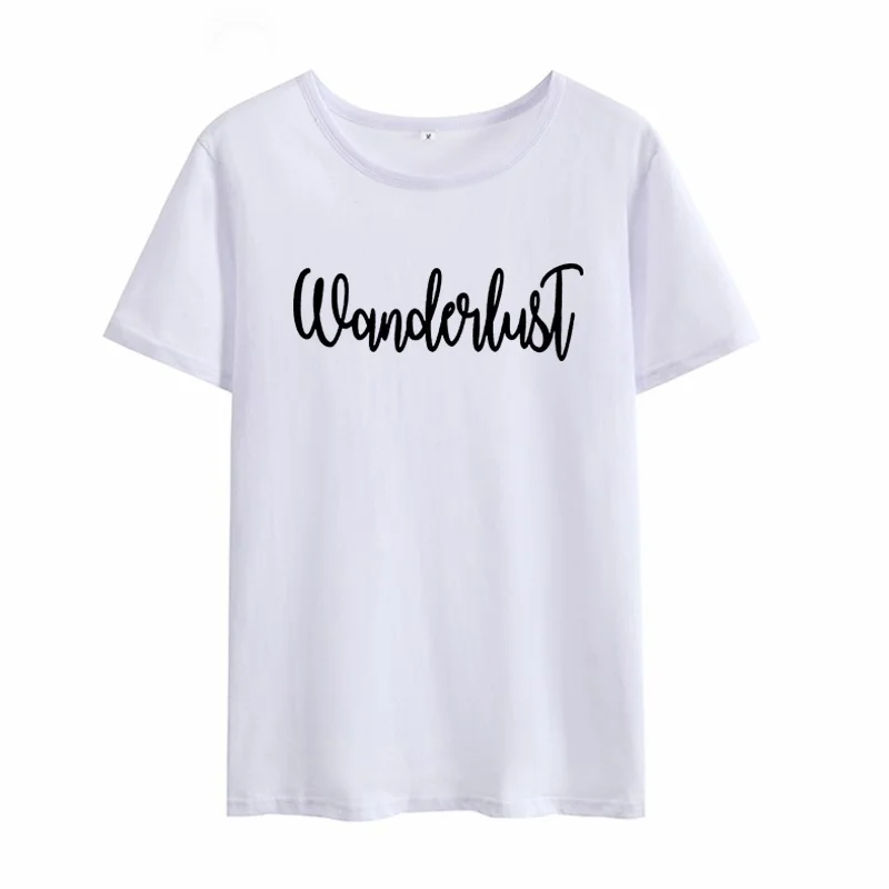 Женская футболка с круглым вырезом Wanderlust хлопковая коротким рукавом черные и