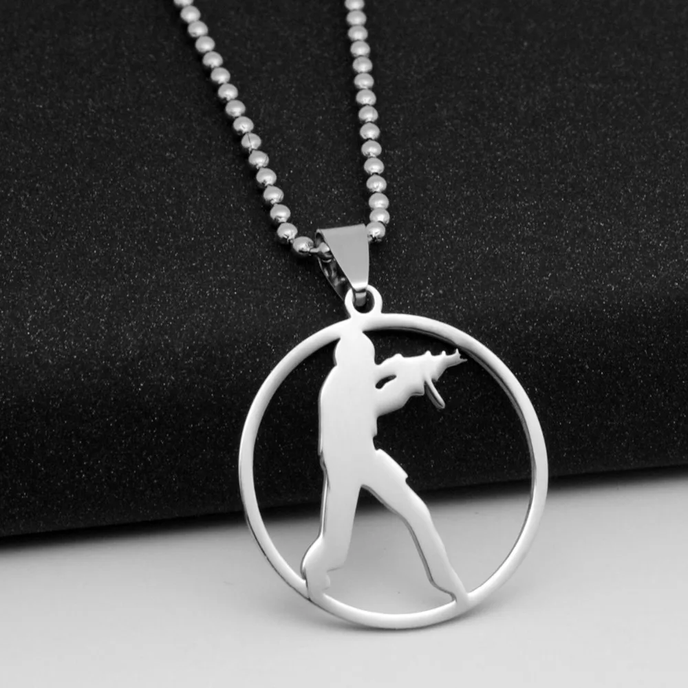 

Gift Stainless Steel Anime Game CS Logo Necklace GO Counter-Strike Logo Symbol Round Global Offensive Pendant Necklace jewelry