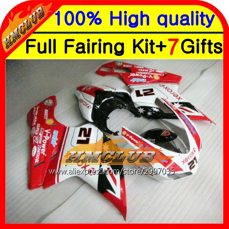 Корпус для DUCATI 848 1098 1198 S R 07 11 21 # Xerox 8HM58 08 09 10 2007 2008 2009 2010 2011 красный белый популярный