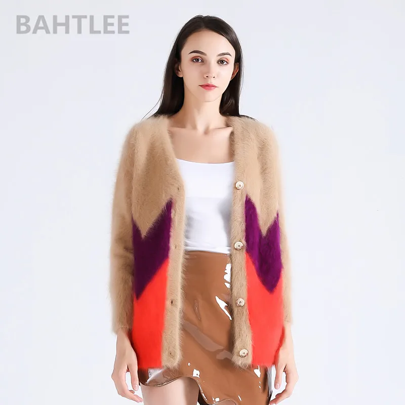 Зимний женский кардиган BAHTLEE из ангоры шерстяной вязаный кашемировый с