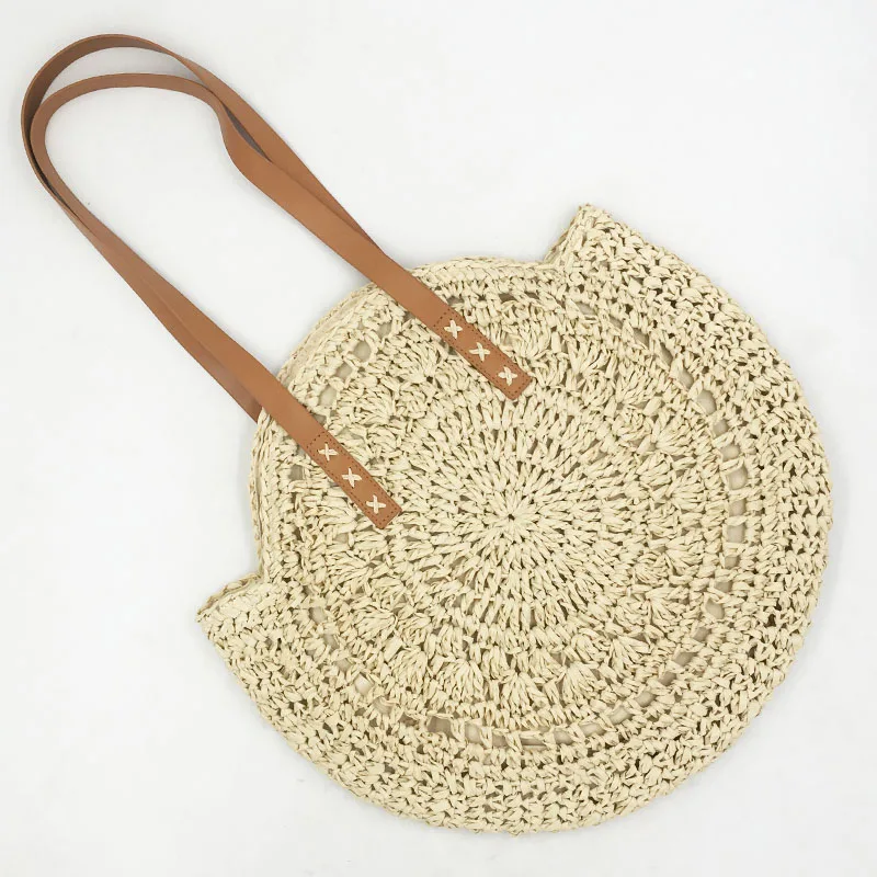 Hollow Beige bag REREKAXI ручная круглая женская сумка на плечо Сумочка богемные летние соломенные пляжные сумки путешествия шоппинг женская сумка плетеная Сумка - Цвет: Hollow Beige bag