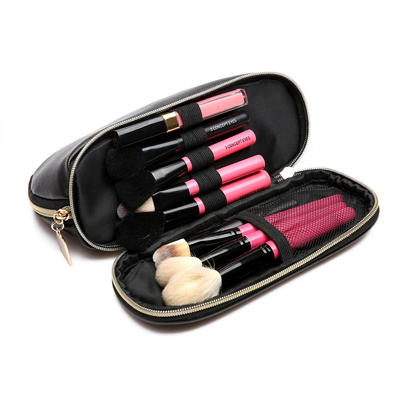 Двухслойная полиуретановая косметичка для макияжа женская маленькая
