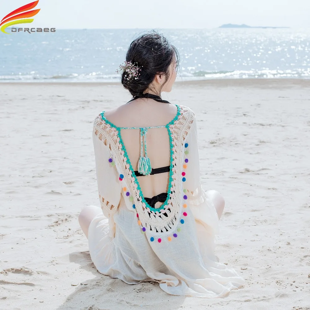 Длинное кимоно летние блузки и топы 2018 модная повседневная Белая Шаль с открытой