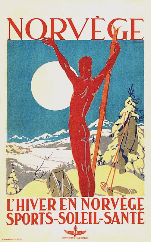 Норвегия туризма Плакаты Норвегии дома лыжные-ing классический Наклейки на стену