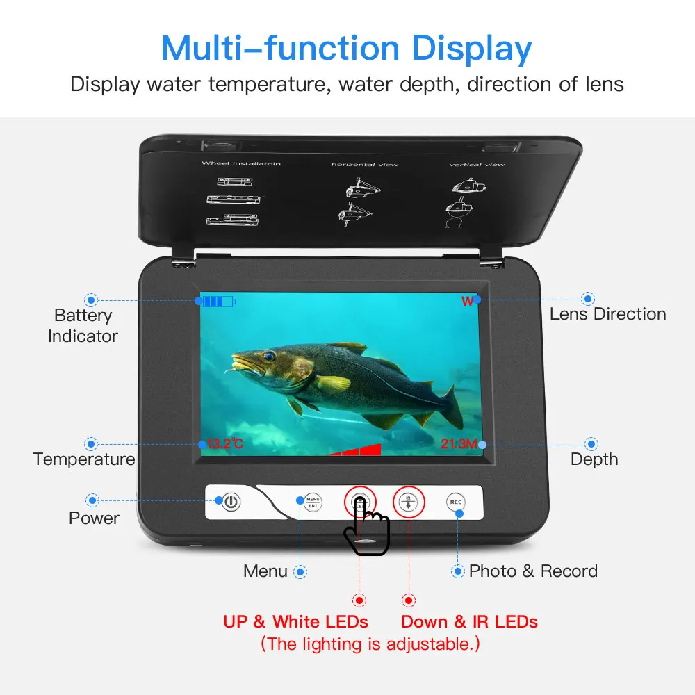 EYOYO рыболокатор для подводной рыбалки видео камера DVR " TFT ЖК-монитор IP68 HD 1000TVL ночная версия лед/Озеро Рыбалка глубже