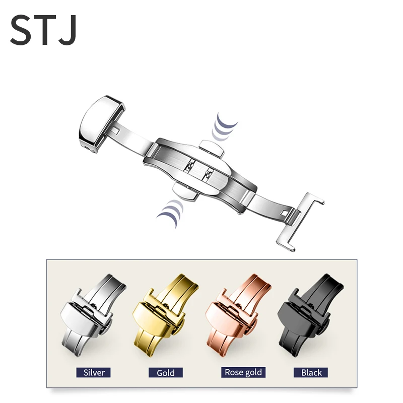 STJ Фирменная пряжка бабочка ремешок для часов двойная кнопка Складная Пряжка 10 12