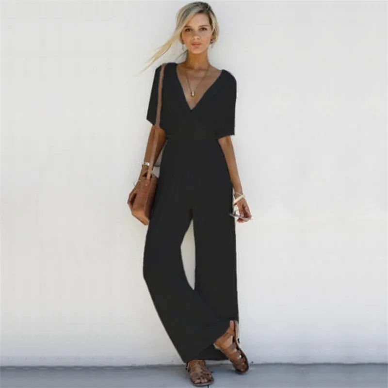 Plus Size 2018 Casual Sexy Fashion OL Rompers Womens Jumpsuit Summer Long | Женская одежда