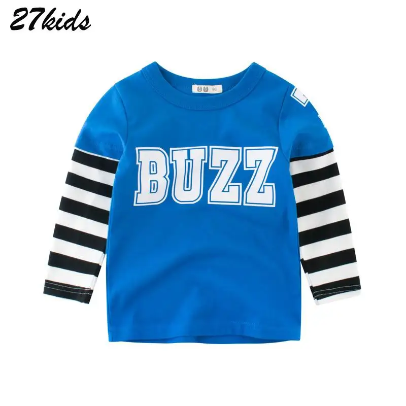 3729 blue 27, для детей 2-9 лет, полосатая цветная модная детская футболка с длинным рукавом для мальчиков, хлопковая одежда с круглым вырезом для маленьких девочек, Осенний Топ - Цвет: 3729 blue