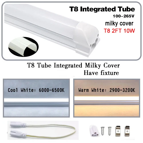 570mm 10W T8 Светодиодный трубки T5 T8 встроенный светильник 1FT 2FT светодиодный люминесцентная лампа настенная лампа 6 Вт 10 Вт светодиодные лампы светильник Lampara холодной теплый белый 100 V-265 V - Испускаемый цвет: 570mm 10W T8