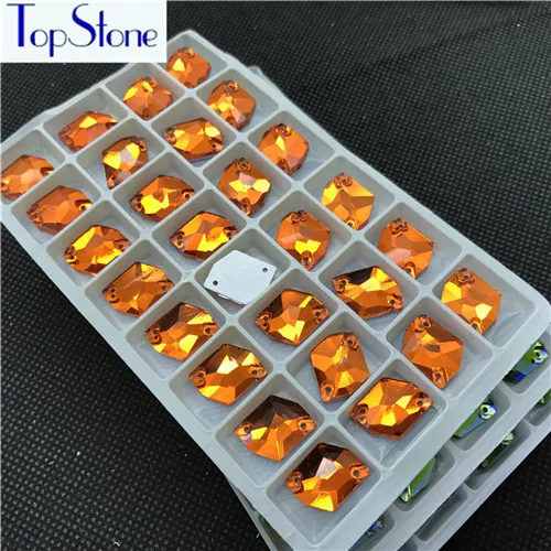 orange Стразы Topstone Cosmic с пришивным стеклом 13x17 мм 28 шт. все цвета с плоским основанием 2 отверстия пришивные камни для костюмированного платья - Цвет: orange