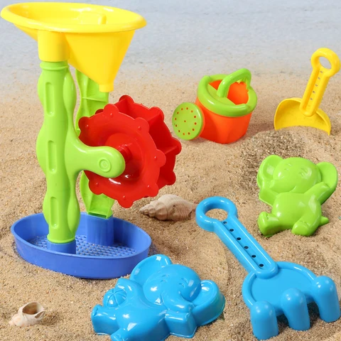 Детский набор из 6 предметов, песочные часы для пляжа, игрушечный домик для детей, детская игрушка для купания в воде, песочные часы, песочные часы, модель для душа, детская игровая площадка