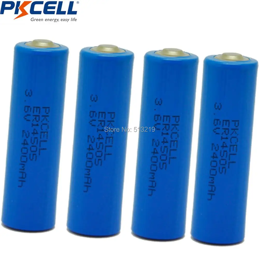4 шт. PKCELL ER14505 батарея 3,6 v AA 2400mah литиевые батареи er 14505 liSOCL2 батареи для gps отслеживания, камеры