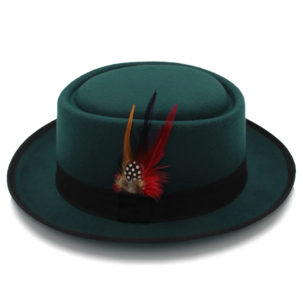 Винтажная шерстяная шляпа для мужчин и женщин трилби из свиной папы плоская