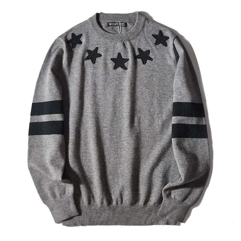 

New 2021 Men Luxury Winter gentleman Embroidered stars stripes Knit Casual Sweaters pullover Asian Plug Size High Drake #H73