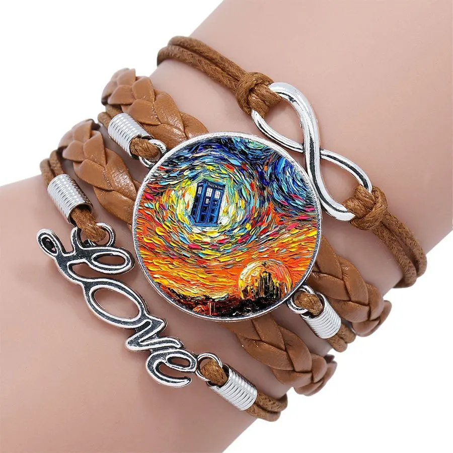 Женский многослойный браслет в стиле стимпанк винтажный стеклянный кабошон