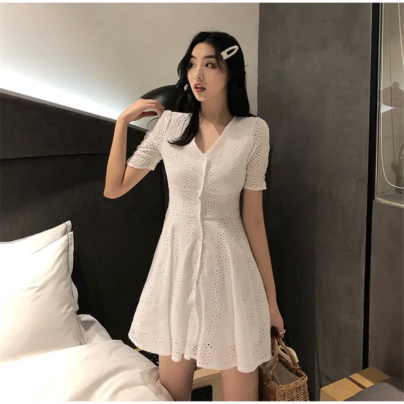 Платье мини с рукавами фонариками однотонное|Женские платья| |