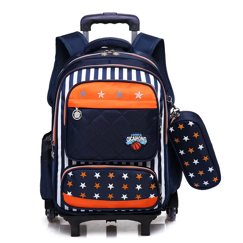 Дети 6 колеса съемные тележка рюкзак колесных сумки школьная сумка для мальчиков и девочек, дорожные сумки, детский анимационный школьный р...