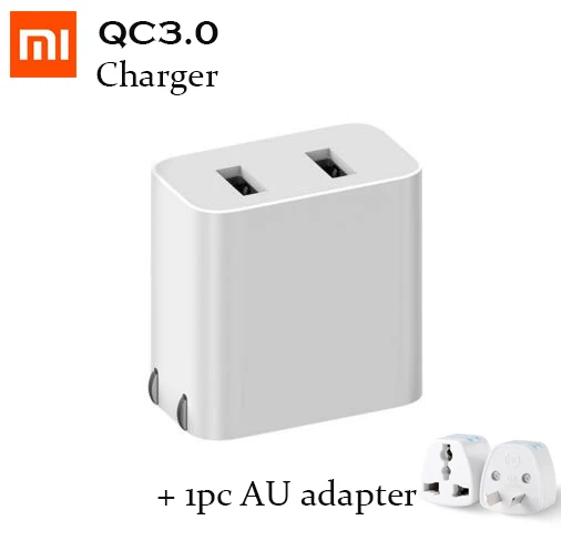 Add AU adapter Оригинальное портативное зарядное устройство Xiaomi Dual USB US plug Mini Quick Charge QC3.0 9V = 2A/12V = 1.5A/5V = 2.4A Max 18-20W Dual USB port - Тип штекера: Add AU adapter