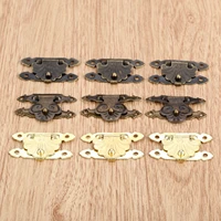10pcs mini antique brass hasps wooden case jewelry gift box decorative hasp latch wood finuture hook lock with 40pcs screw
