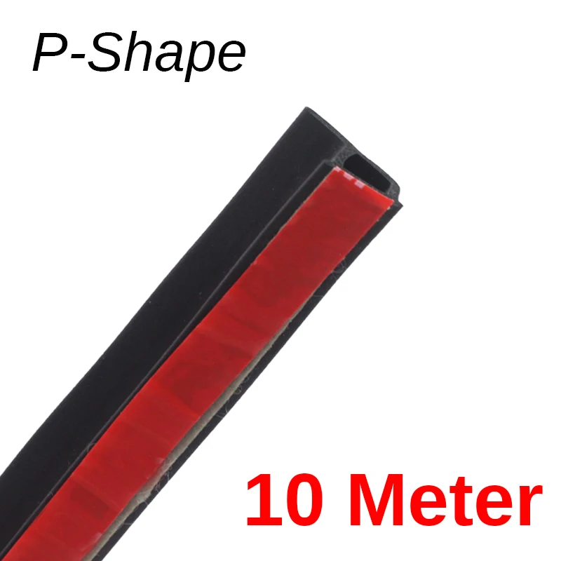 P Shape Cawanerl, 10 метров, 1000 см, автомобильная уплотнительная полоска, обшивка края, уплотнительная полоска, резиновая уплотнительная полоска, звукоизоляция для двери, капота, багажника - Цвет: P Shape