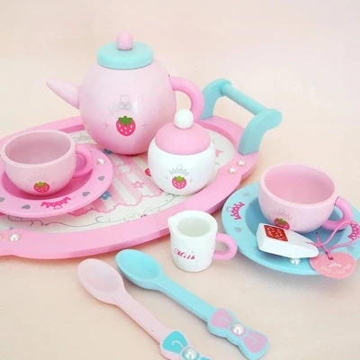 

New girl giftL Mother Simulation Wooden Tea Garden Strawberry Children Toys