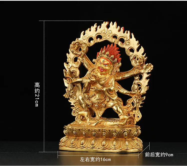 

Special price # 21CM large # HOME family Talisman Protection # Tibetan Buddhism Gilding Mahakala Vairocana Buddha statue