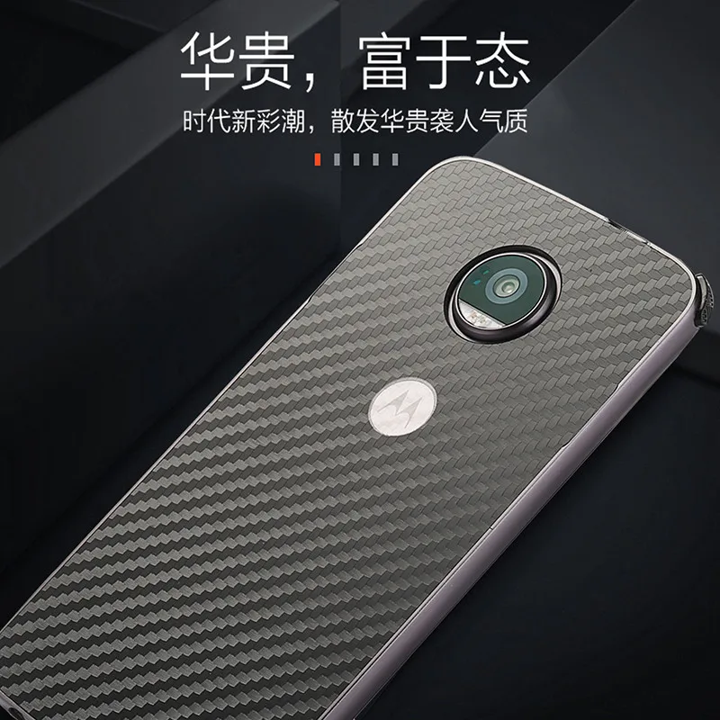 Роскошный металлический бампер чехол для Motorola MOTO Z2 Play Fundas PC задняя крышка чехол из углеродного волокна для MOTO Z2 Play чехол для телефона