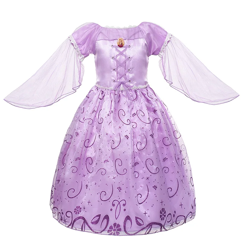 Rapunzel ZT1008 PaMaBa/Детская зеленая летняя одежда принцессы Анны; маскарадный костюм принцессы и лягушки тианы; платья Спящей красавицы Рапунцель для девочек - Цвет: Rapunzel ZT1008