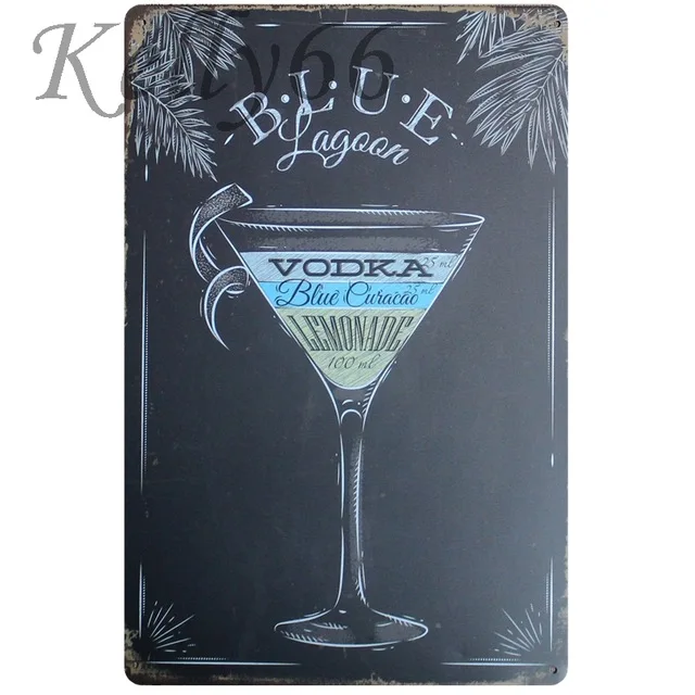 

[ Kelly66 ] Vodka Blue Cocktail Tin sign Poster Home Decor Pub Wall art Metal Plaque 20*30 CM Size y-1024