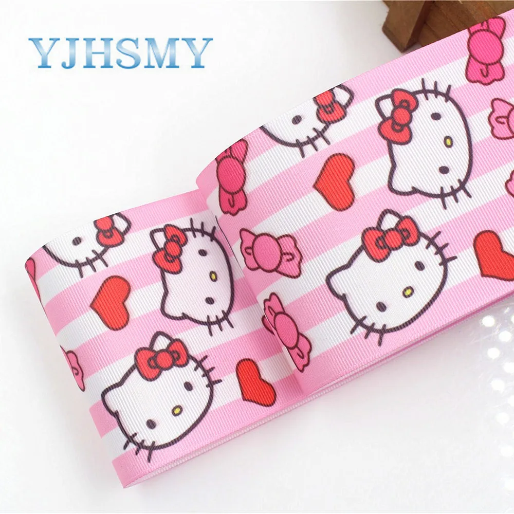 Yjhsmy G-18829-1047, 10 ярдов 75 мм с рисунком кошки из мультфильма корсажные ленты, Костюмы аксессуары, подарочная упаковка, материал "сделай сам"