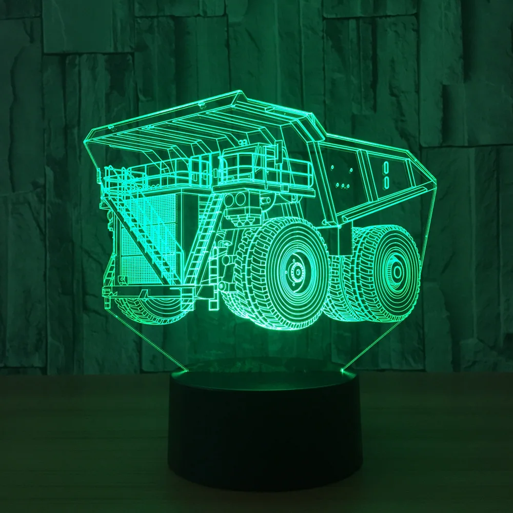 7 цветов лампа Hual Truck 3d визуальные Светодиодные ночные светильники для детей