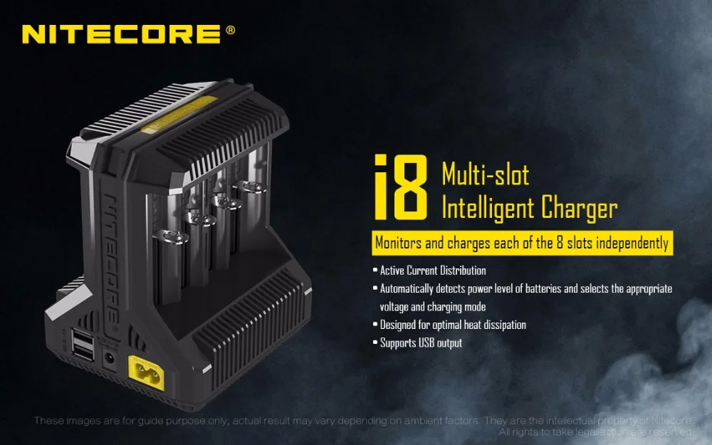 Умное зарядное устройство Nitecore i8 8 слотов выход 4 а IMR18650 16340 10440 AA AAA 14500 26650 USB