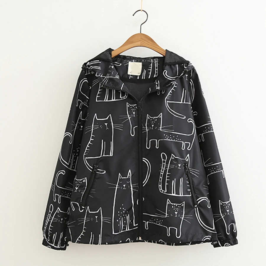 Весенняя Новая мода 2018 японская женская Свободная прозрачная куртка с капюшоном