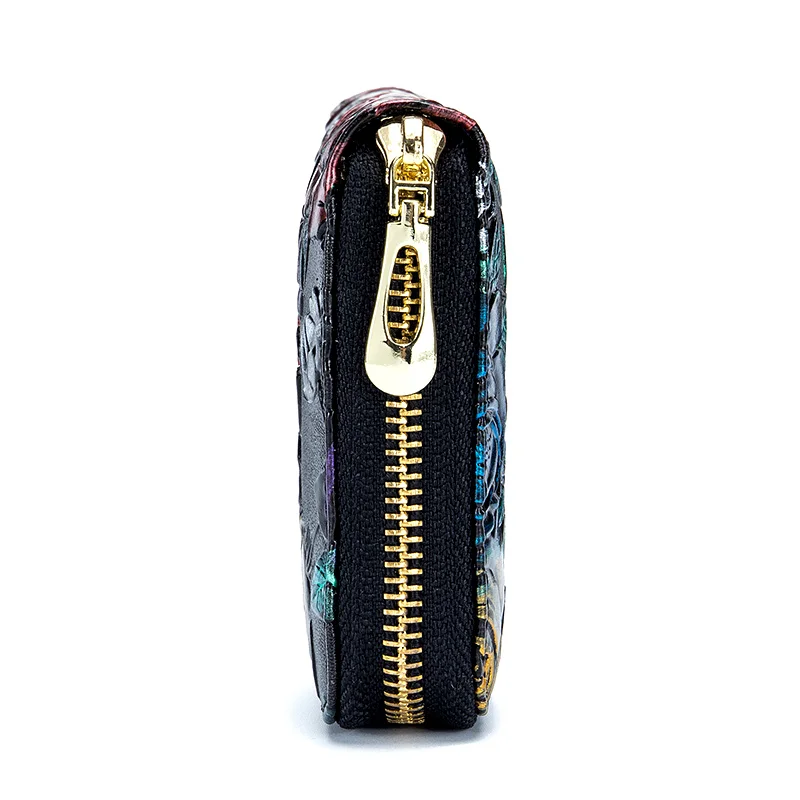 Новый модный дизайнерский женский кошелек с тиснением розы на молнии Длинный из