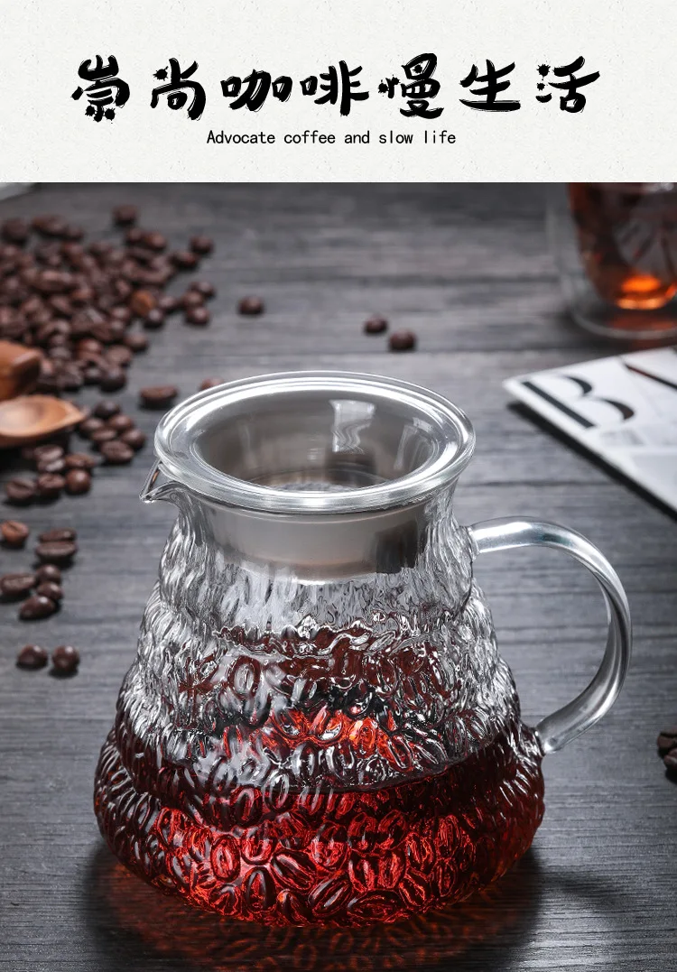 V60 залить над стеклянным кофейником фильтр диапазон стекла кофе пивоварения сервер графин ручной капельный чайник пивоварня бариста Перколятор