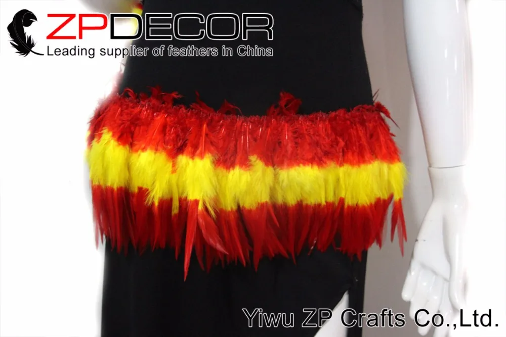 

New Arrival Color! ZPDECOR 700-800 pcs/bundle 4-6 Inch Premium Handpicked Red and Yellow Rooster Saddle Strung Feathers for DIY
