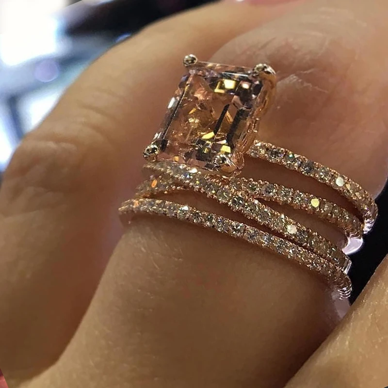 1 Pcs Bohemian Women Rings Square Multilayer Crystal Gold Ring Female Dance Party Jewelry Accessories | Украшения и аксессуары