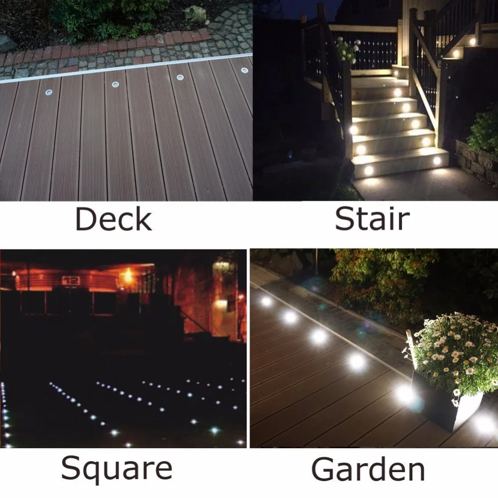 QACA Stainess Steel IP67 LED подземное освещение 1 Вт низковольтные наружные палубные