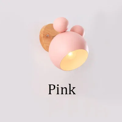 Pink Деревянная настенная лампа в скандинавском стиле, милая цветная настенная лампа, подсвечник, украшение для кухни, ресторана, прикроватная лампа, детская комната, E27 - Цвет абажура: Pink