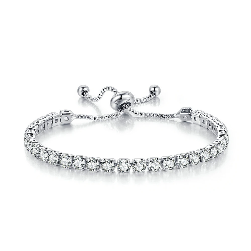 WhiteGold Clear Модный Удобный регулируемый браслет для женщин, кубический цирконий, розовое белое золото, очаровательные свадебные, рождественские Модные ювелирные изделия H133 - Окраска металла: WhiteGold Clear