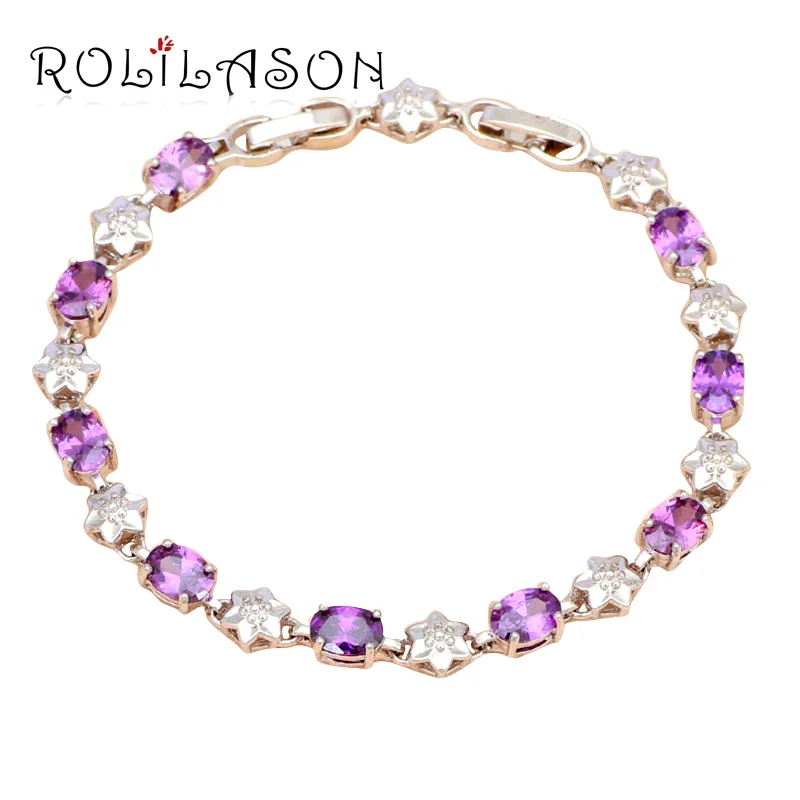 ROLILASON элегантные Циркон ювелирные изделия партии товаров Фиолетовый Кристалл