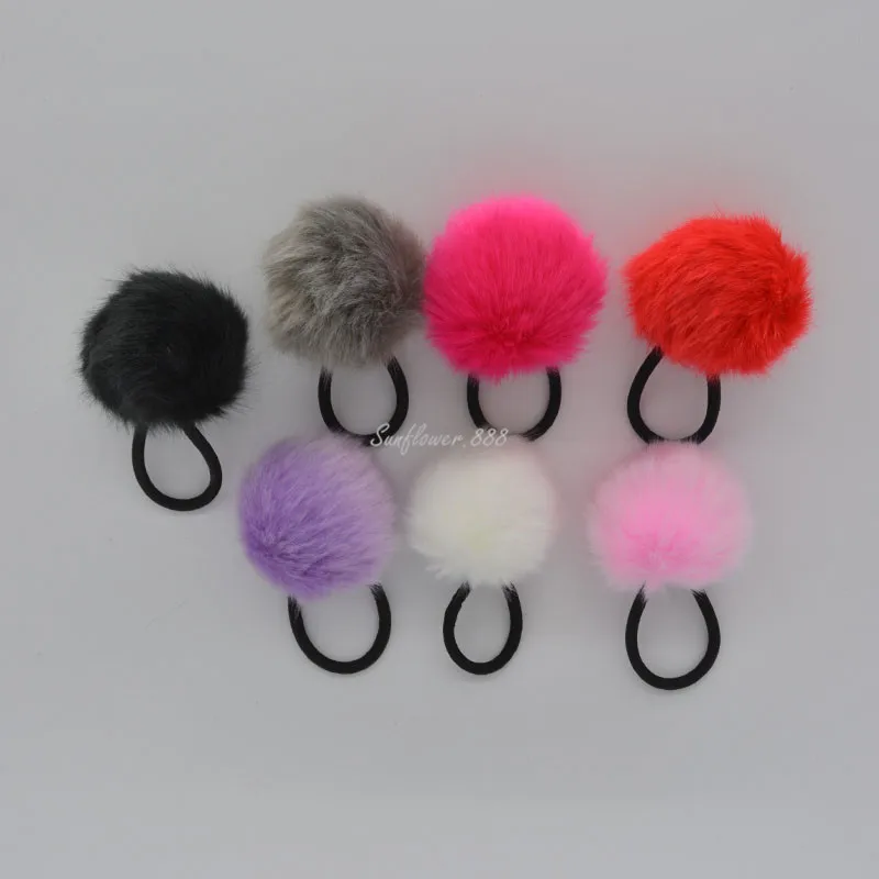 Girls Woman 6cm Pompom Ball Hairband Hair Rope Kids Adults Rubber Band Ponytail Holder Wedding Party Halloween Christmas|hair accessories|party hair