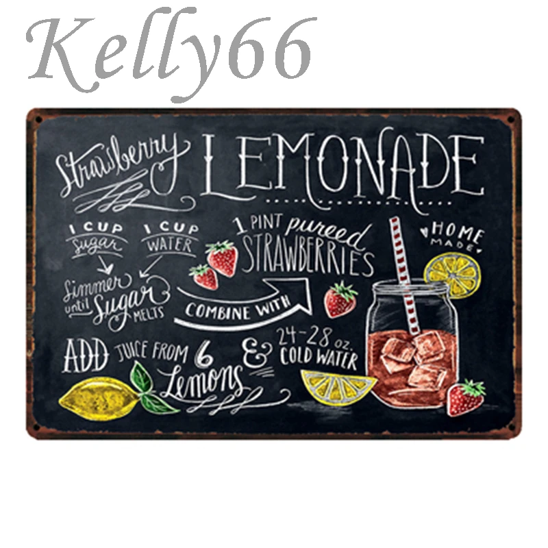 

[ Kelly66 ] Lemonade Cocktail Metal Sign Tin Poster Home Decor Bar Wall Art Painting 20*30 CM Size y-1826
