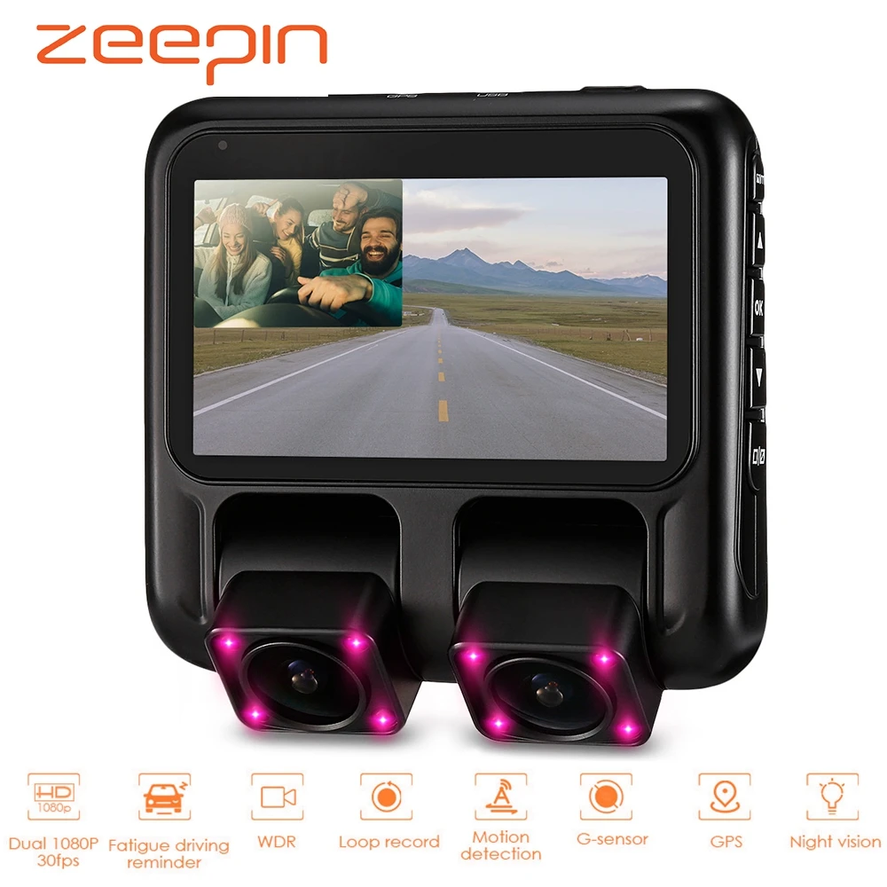6G стеклянная Автомобильная камера с двойным DVR 1080 P HD IR ночного видения Dash Cam gps