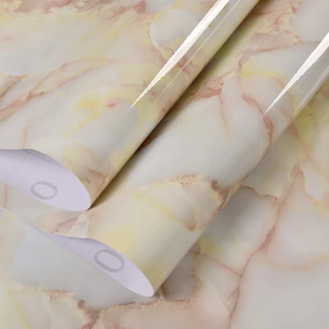 Light Yellow Съемная самоклеящаяся бумага для ванной комнаты для кухонных столешниц, виниловая контактная Мраморная Бумага - Цвет: Light Yellow