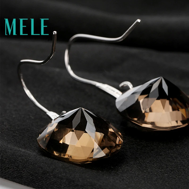 MELE натуральные радужные кварцевые серебряные серьги большие круглые 18 мм *