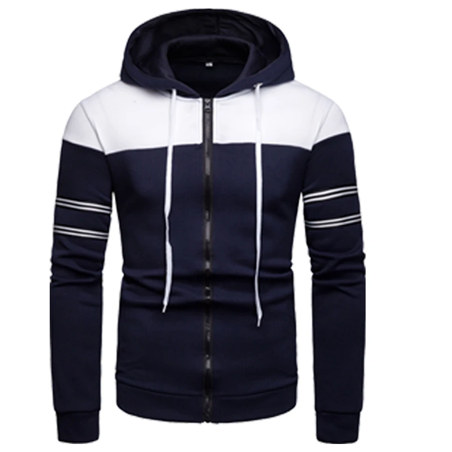 Стиль Модные для мужчин зимние теплые лоскутные молнии Slim Fit Верхняя одежда с длинными рукавами шляпа пальто куртка